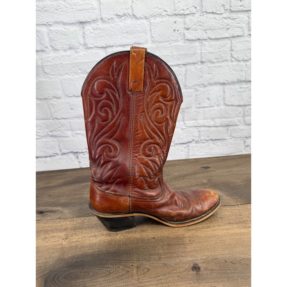 Dingo Mens Leather Western Cowboy Boots Brown Size 9 D Boho Festival Rodeo - Picture 9 of 11